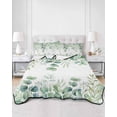 thumbnail image 3 of Quilts Queen Size, Teal Green Eucalyptus Soft Comforter Bedding Set for Bed, Spring Summer Farmhouse Leaves Watercolor Lightweight Quilted Bedspread with Pillow Cover(2 Pieces), 90x96 Inch, 3 of 6