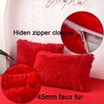thumbnail image 4 of MorroMorn Decorative Pillows Covers, 2 Packs Faux Fur Pillow Cases, Luxury Shaggy Throw Pillowcase Cushion Shams with Zipper Closure Home Decor for Couch Sofa Bed Room (Red, King/California King), 4 of 6