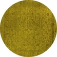 thumbnail image 1 of Ahgly Company Machine Washable Indoor Round Oriental Yellow Industrial Area Rugs, 5' Round, 1 of 4