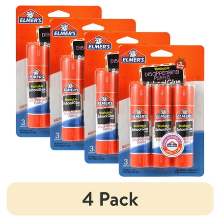 (4 pack) Elmer's Disappearing Purple School Giant Glue Sticks, Washable, 22 g Each, 3 Count