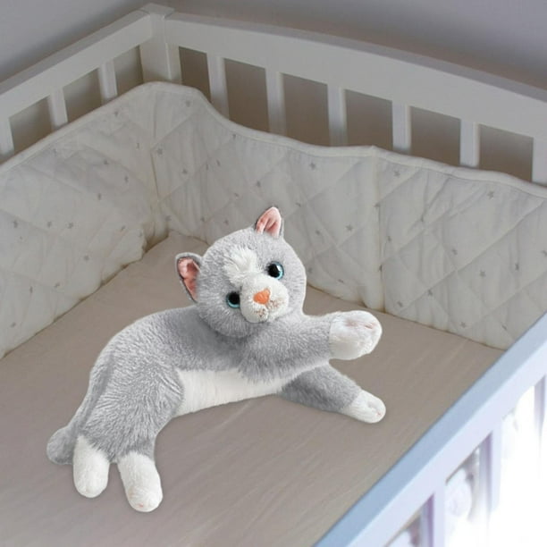 Juguete de peluche de realista para niños, regalo de dibujos animados abrazable, gatito de peluche y realista para sofá, dormitorio, hogar, Gris
