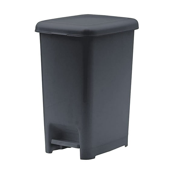 Superio Slim Step On Pedal Plastic Trash Can, Waste Bin - 26 Qt, Onyx Grey