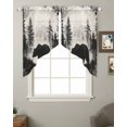 thumbnail image 2 of Forest Bear Swag Valances for Windows, Retro Modern Art Nature Tree Greyscale Rod Pocket Sheer Valances for Small Windows, Swag Toppers Light Filtering for Kitchen Living Room 2 Panels 36''x36'', 2 of 6