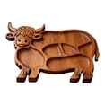 thumbnail image 2 of Highland Cow Wooden Charcuterie Board,13 * 11 in Cute Cow Shaped Food Platter,Rustic Farmhouse Serving Board Made from Natural Solid Wood with Compartments for Cheese, Meat, Fruit & Snacks, 2 of 9