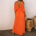 thumbnail image 4 of Robes Grande Taille pour Femmes Robe d'Été Décontractée Maxi Bohème Florale Col en V Manches Courtes Bouffantes Robe de Plage Longue Robe Évasée Manches Courtes en Liquidation, 4 of 9