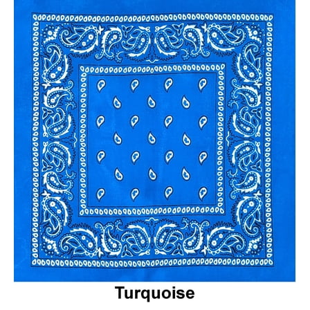 Turquoise Paisley Print Designs Cotton Bandana (22 inches x 22 inches)