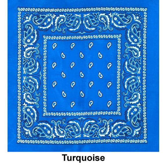 Turquoise Paisley Print Designs Cotton Bandana (22 inches x 22 inches)
