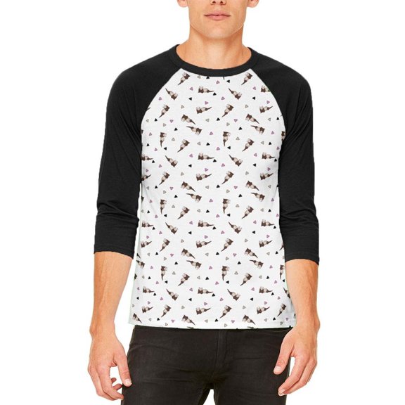 Retro Ferret Pattern Mens Raglan T Shirt