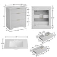 thumbnail image 2 of Modern Fluted Bathroom Vanity with Ceramic Basin, Freestanding Farmhouse Cabinet with 2 Drawers and Tip Out Storage, Easy Assembly for Powder Room, 24 30 36 Inch, Walnut White Wood Color, 2 of 9