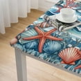 thumbnail image 4 of BANET Summer Sea Starfish Conch Coral Rectangle Tablecloth, Coastal Ocean Wave Stripes Decorative Table Cloth Dining Table Cover, Seasonal Beach Dinner Party Picnic Decoration, 4 of 7