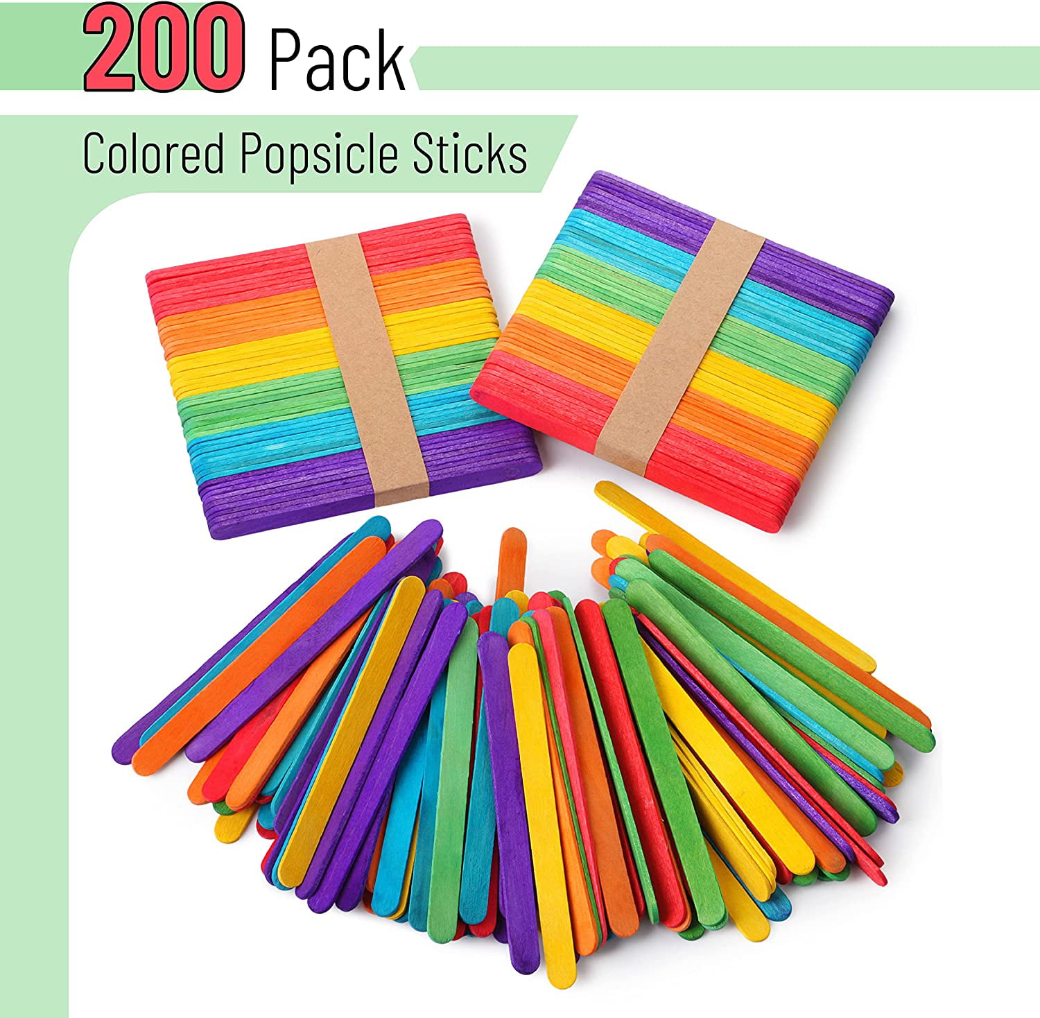 WISYOK 240 Pcs Colored Popsicle Sticks for Crafts, 4.5 inch Colored Wooden Craft Sticks, Ice Cream Sticks, Rainbow Popsicle Sticks, Great for DIY