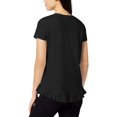 thumbnail image 3 of maison Jules Womens SS Ruffled Hem Basic T-Shirt, Black, X-Small, 3 of 4