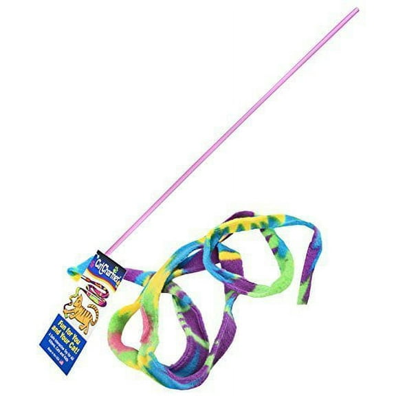 Cat Dancer Original Cat Toy Safe Wand With Colorful Teaser Ribbon Flexible Exerciser 2 Pack]