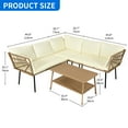 thumbnail image 3 of DEXTRUS Patio Wicker Sofa Set, 5-Seat Outdoor L-Shaped Sectional with Beige Cushions & Coffee Table, 3 of 11