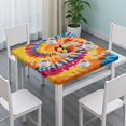 thumbnail image 3 of Colorful Tie Dye Pattern Square Fitted Tablecloth with Elastic Edge,Square Table Cover,Washable Elastic Table Cover for Home Kitchen Party Decor 36"x36", 3 of 6