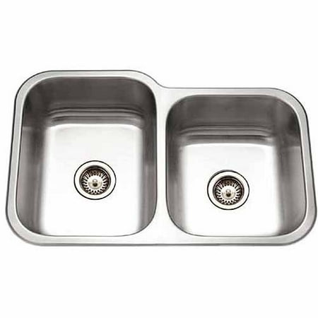 Houzer EC-3208SR-1 Elite Series Undermount Stainless Steel 60/40 Double Bowl Kitchen Sink, Small Bowl
