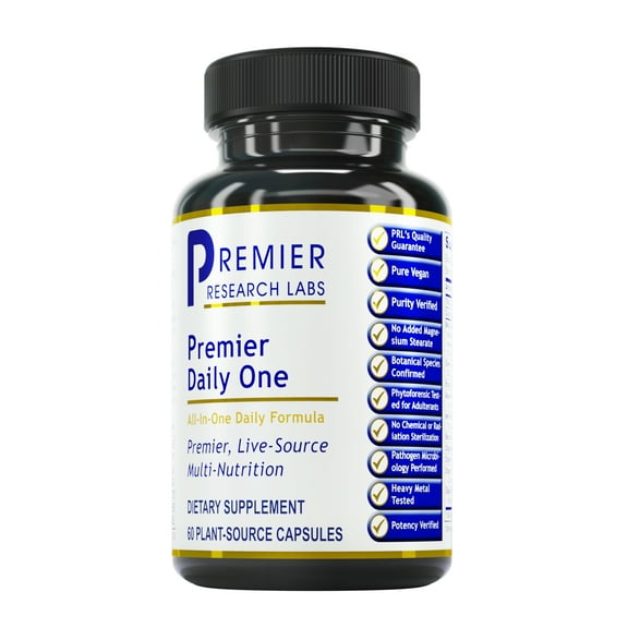 Premier Research Labs Daily One - All-In-One Daily Formula - Supports Energy, Health & Vitality - With EGCG, Calcium, Milk Thistle Extract & Cordyceps - Vegan - 60 Plant-Source Capsules