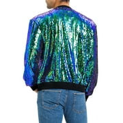 INSPIRE CHIC Mens Jackets Long Sleeve Zipper Glitter Bomber Jacket Coats M Green