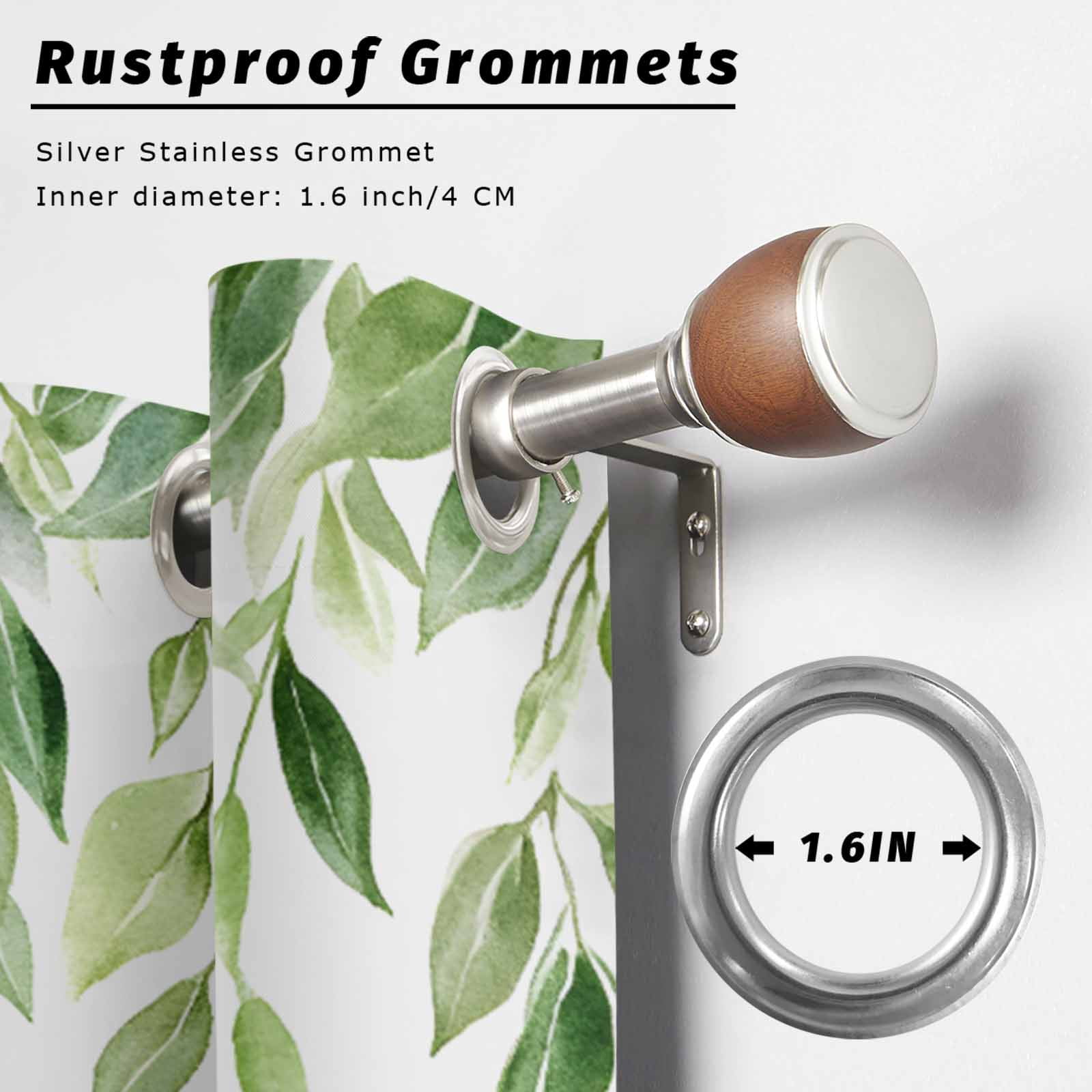 Outdoor Curtains for Patio Waterproof, Green Vines Windproof Pravicy Outside Porch Blackout Curtain, Spring Botanical Plants Leaves Farmhouse Sun Blocking Grommets Curtains for Cabana Gazebo 54"x108"