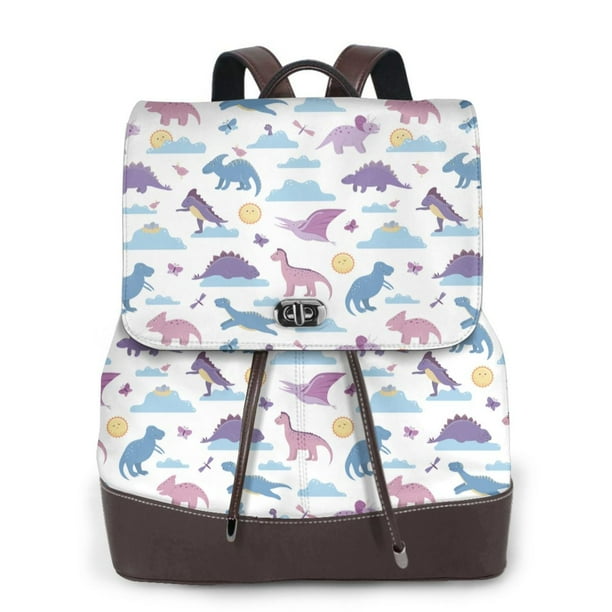 Disketp Dinosaur Mochila de Cuero para Mujer, Bolso de Espalda Antirrobo con Estilo para Viaje, Trabajo y Uso Diario