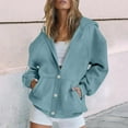 thumbnail image 1 of Women'S Autumn And Winter Button Up Cardigan Solid Color Drawstring Hooded Pocket Sleeve Sweatshirt, 1 of 8
