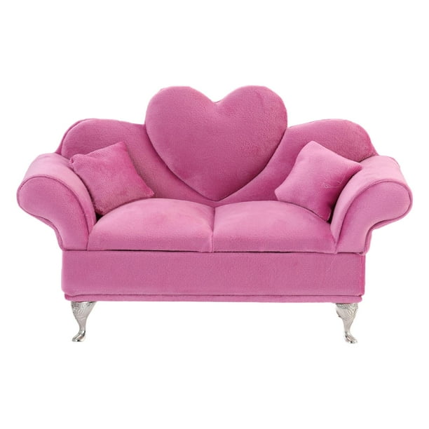 Lindo joyero con espejo, elegante, portátil, color rosa, con forma de chaise, organizador de pendientes, para armario, dormitorio, tocador