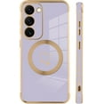 thumbnail image 4 of for Samsung Galaxy S23 Plus 5G Case [Support Magsafe] Love Heart Pattern Magnetic Plating Luxury Elegant Case Camera Protector Soft TPU Shockproof Corner Back Cover -Purple, 4 of 6