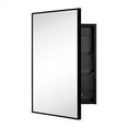 thumbnail image 2 of 16.5'' x 24'' Black Recessed and Surface Mount Bathroom Medicine Cabinet with Mirror Matt Black Square Cornered Metal Framed Rounded Rectangle Medicine Cabinet Mirror, 2 of 10