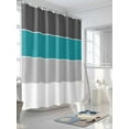 thumbnail image 3 of Fsddascl Teal Grey Striped Shower Curtain Set - Long 72" x 84" Washable Bathtub Curtain with 12 Hooks, Farmhouse Modern Waterproof Fabric Stall Shower Curtains for Bathroom/Bathtub Décor, 3 of 6