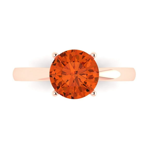 Solitaire Engagement Ring for Women - 2ct Simulated Red Diamond in 18K Rose Gold Promise Ring