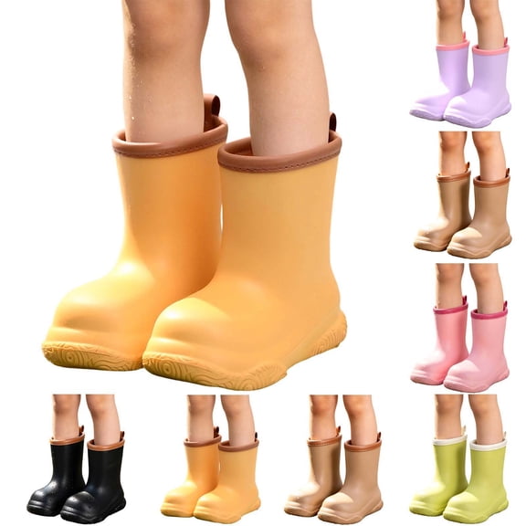 Edvintorg Toddler Rain Boots Baby Kids Easy-On Lightweight Rainboots Children Waterproof Shoes for Boys Girls 2-9 Years
