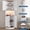 brown, variant on 65" Tall Farmhouse Corner Cabinet with Sliding Barn Doors, 5-Tier Display Case with 7-Color LED Lights, Freestanding Storage Unit for Dining Room, Kitchen, Bathroom
