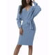 thumbnail image 2 of Vestido Midi para Mujer INSPIRE CHIC con Cuello en V Profundo, Manga Larga tipo Murciélago, Vestido de Suéter Envolvente con Cinturón, Talla L Azul, 2 of 5