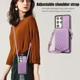 thumbnail image 7 of Phone Case for Samsung Galaxy S21 Ultra 5G Wallet Cover with Tempered Glass Screen Protector Mirror Credit Card Holder Slot Shoulder Crossbody Strap Cell S21ultra 21S S 21 21ultra G5 Women Girl Purple, 7 of 7