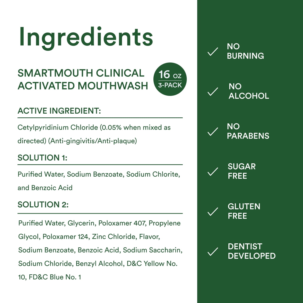 SmartMouth DDS Activated Clinical Mouthwash - for Fresh Breath - Clinical Strength Mouthwash for Gum Health, Gingivitis & More - Clean Mint Flavor, 16 fl oz (3 Pack)