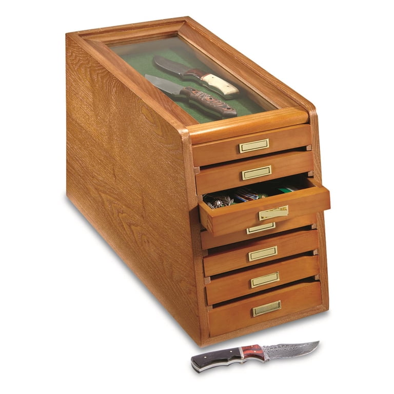CASTLECREEK Collector's Cabinet, 7-Drawer Wooden Glass Display for