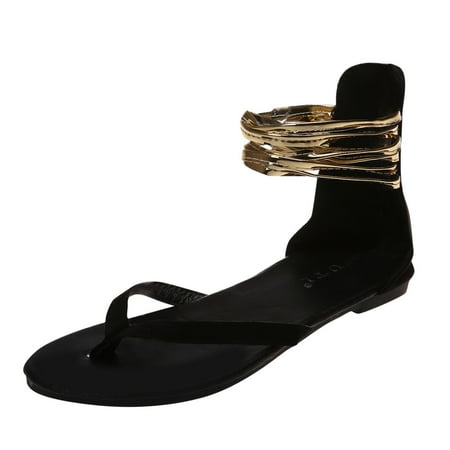 

Fashion Summer Women Sandals Thong Flat Roman Style Ankle Ring Lightweight Casual