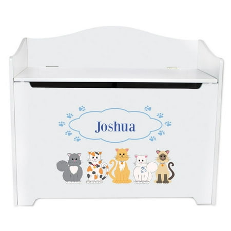 Personalized Blue Cats Toy Box Bench Custom Walmart Com