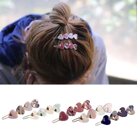 D-GROEE 2Pcs Heart Shape Hair Clips Glossy Hair Barrettes Japanese Style Hair Pin Fashion Hair Accessories for Women and Girls