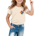 thumbnail image 3 of ibiyuan Toddlers Autism Awareness Shirt Girls Boys Autism Puzzle Piece Tshirt Kids Tee Tops Clothes,Beige, 3 of 6