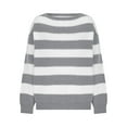thumbnail image 4 of Zedker Women'S Casual Long Sleeve Round Neck Sweaters, Soft Comfortable Loose Fall Winter Knitted Pullover Tops, Elegant Striped Blouses,Gray,M, 4 of 7