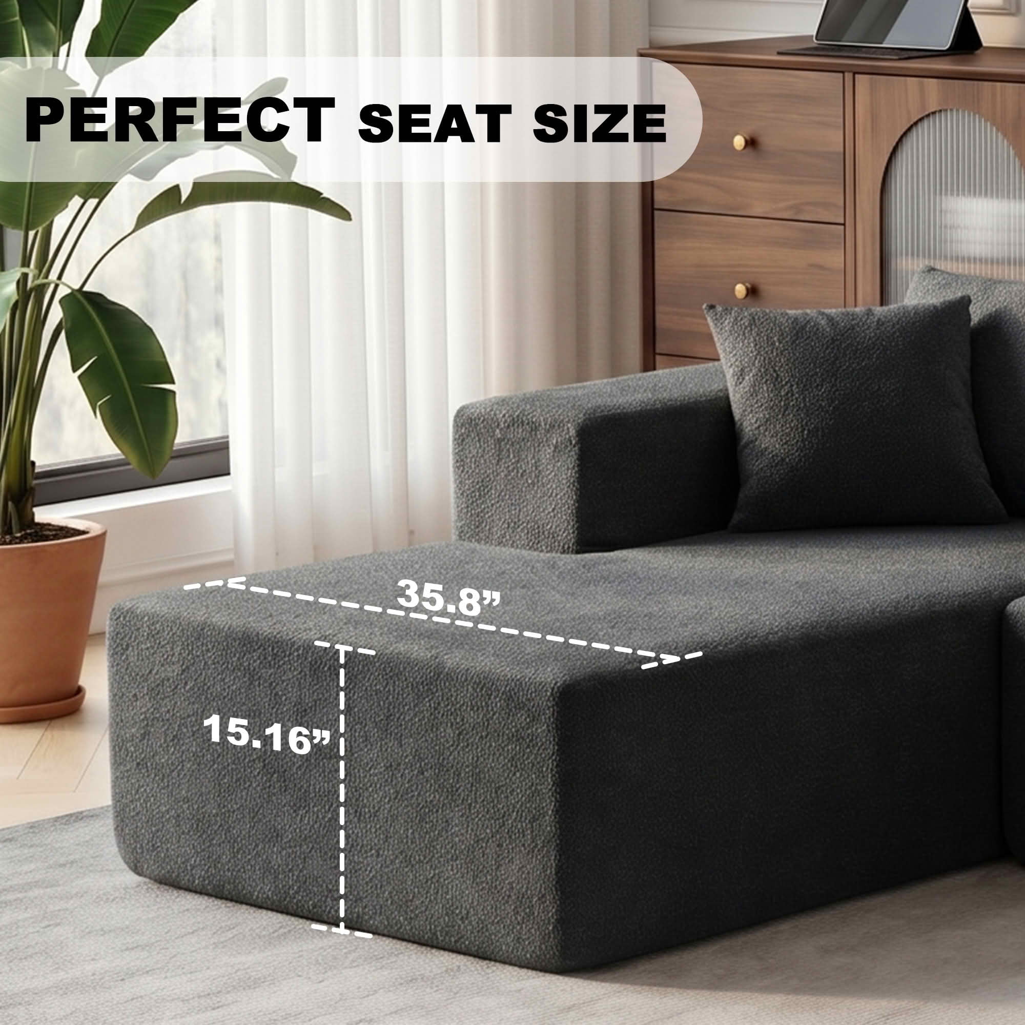 MAYEERTY 104" Cloud Sectional Couch with L-Shape Chaise, Modern Modular Sofa with Deep Seat, Upholstered Couches with Back Cushion for Living Room Bedroom, No Assembly Required