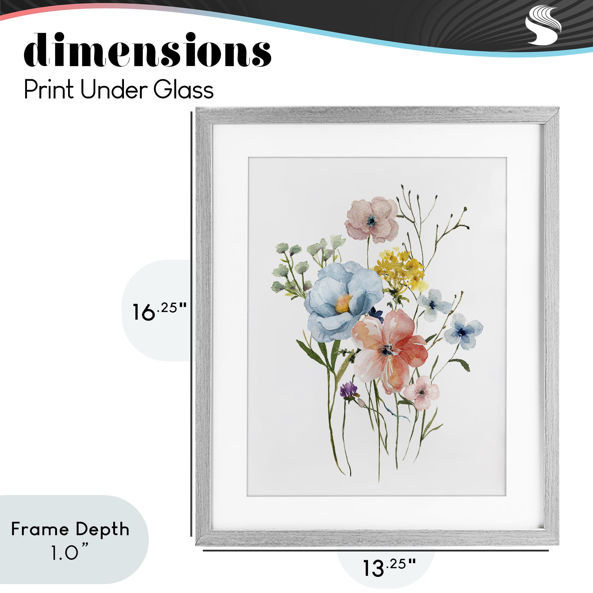 Stupell Industries Spring Meadow Wild Flowers Gray Framed Print Under Glass, design by Livi Finn
