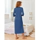 thumbnail image 4 of Bata Robe Ekouaer para mujer con cremallera y mangas 3/4, color azul marino, XL, 4 of 6
