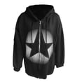 thumbnail image 3 of hirigin Women's Sweatshirt Jacket Star Stitched Long Sleeve Drawstring Hooded Zip Closure Loose Hip Hop Jacket Tops, 3 of 5