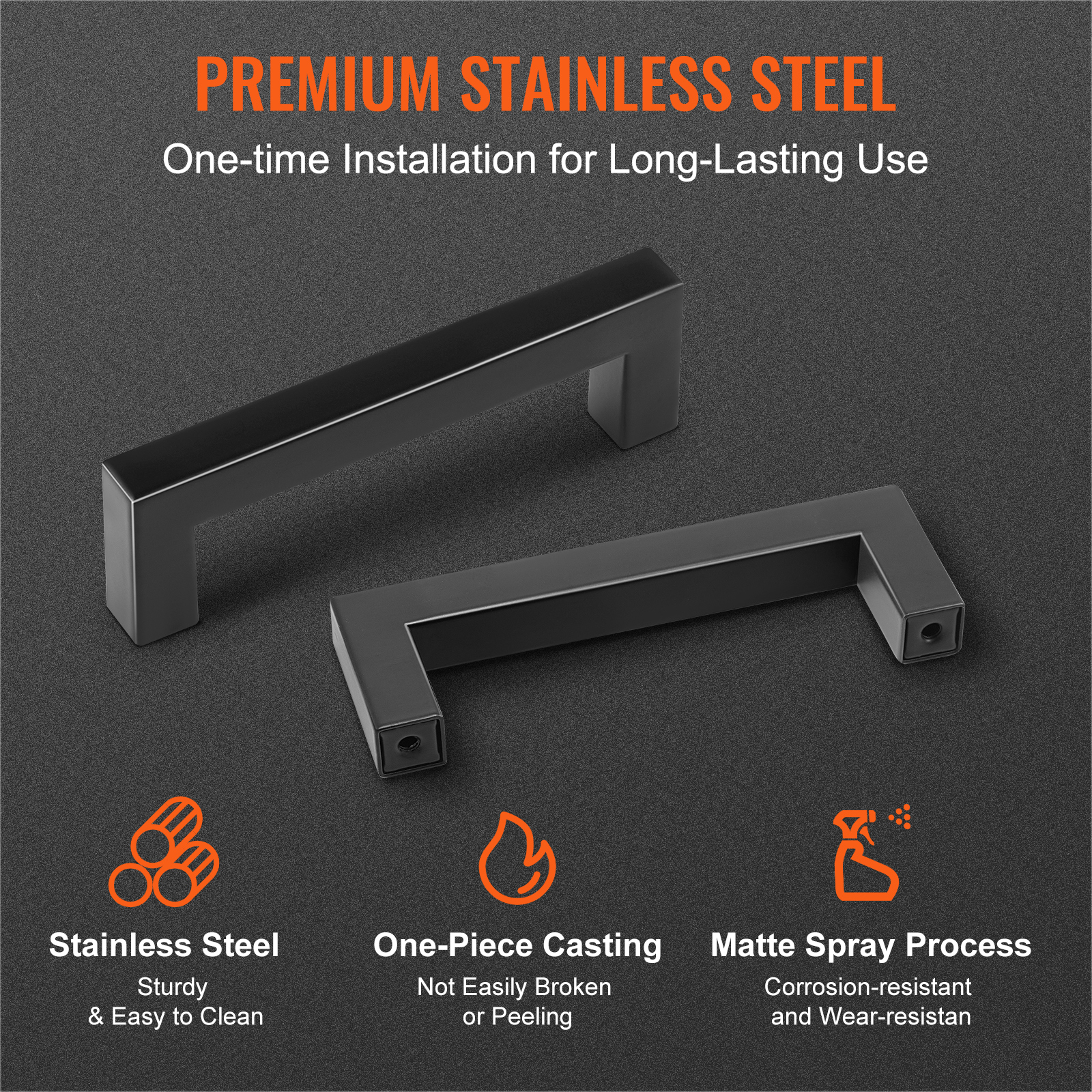 VEVOR 30 Pack Stainless Steel Kitchen Square Cabinet Handles Pulls 3.86in / 96mm