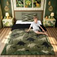 thumbnail image 2 of meiyoeat Vintage Dinosaur Twin Comforter Sets for Male Boys, Cartoon Rustic Wildlife Bedding Set, Olive, Black Reversible, 2pcs, 1 Comforter and 1 Pillowcase, 2 of 6