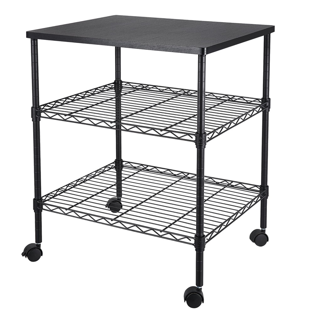 Kepooman 3-Tier Mobile Printer Stand Kitchen Rolling Utility Microwave Cart for Home Office, Black Kepooman 3-Tier Mobile Printer Stand Kitchen Rolling Utility Microwave Cart for Home Office, Black