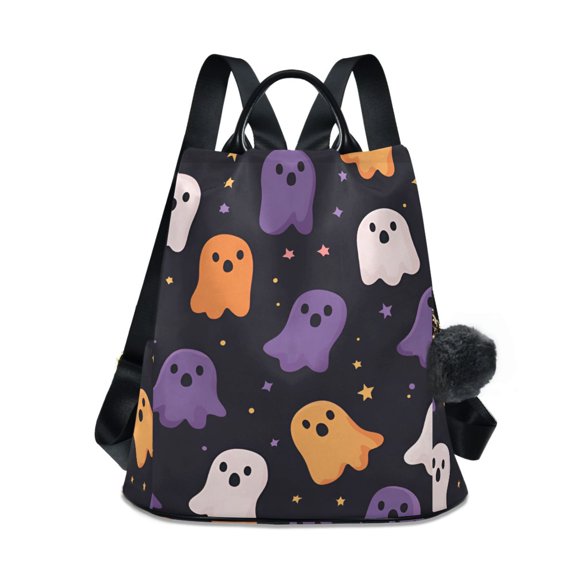 FORMRS Women's Travel Backpack Purse Anti-Theft Hidden Pockets Casual Shoulder Bag, Orange Halloween Ghosts