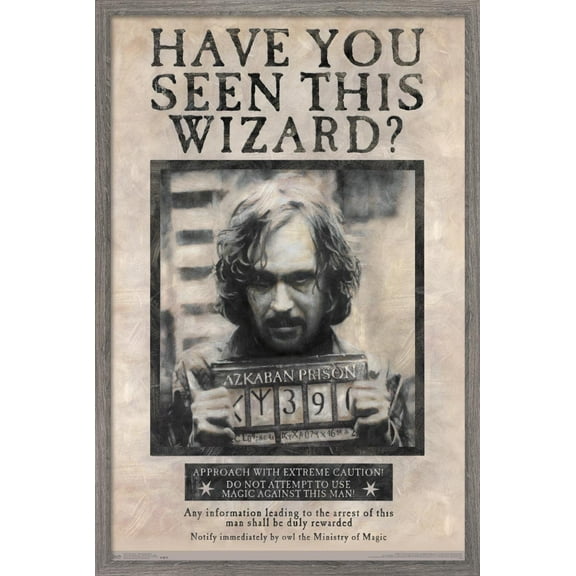 The Wizarding World: Harry Potter - Sirius Black Wanted Poster Wall Poster, 22.375" x 34", Framed